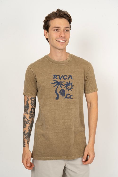 Camiseta RVCA M/C Deep Think Ss Caqui Escuro