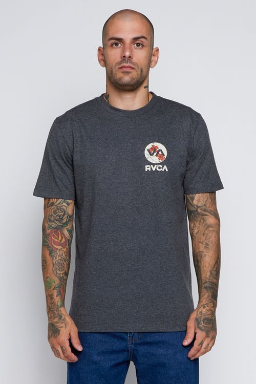Camiseta RVCA M/C Drawn In Cinza Escuro Mescla