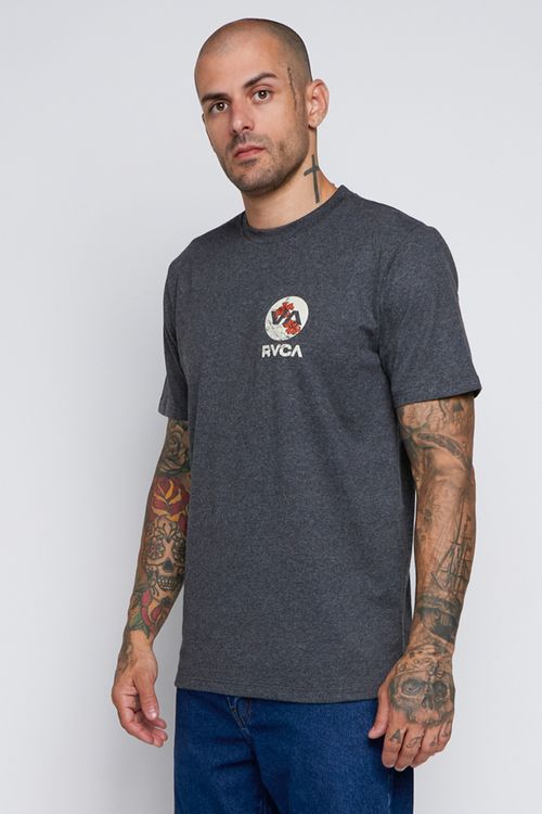 Camiseta RVCA M/C Drawn In Cinza Escuro Mescla