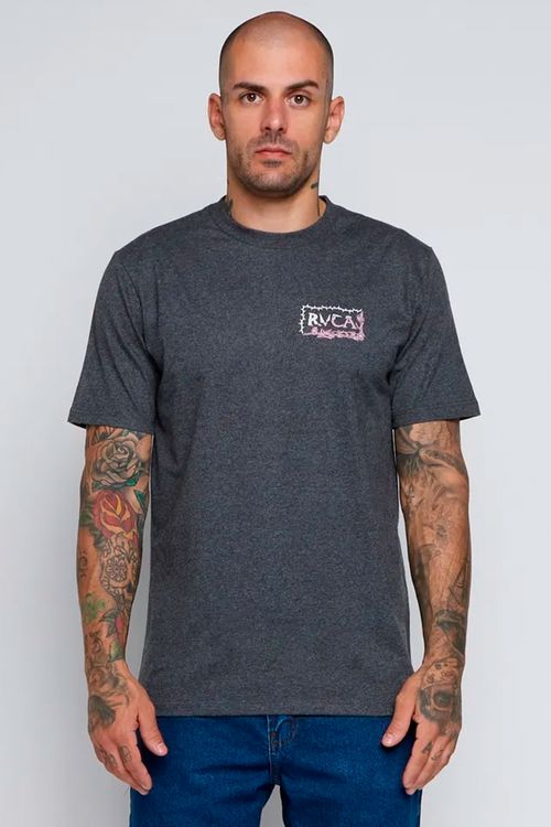 Camiseta Rvca M/C Sharp Slipt Cinza Escuro Mescla