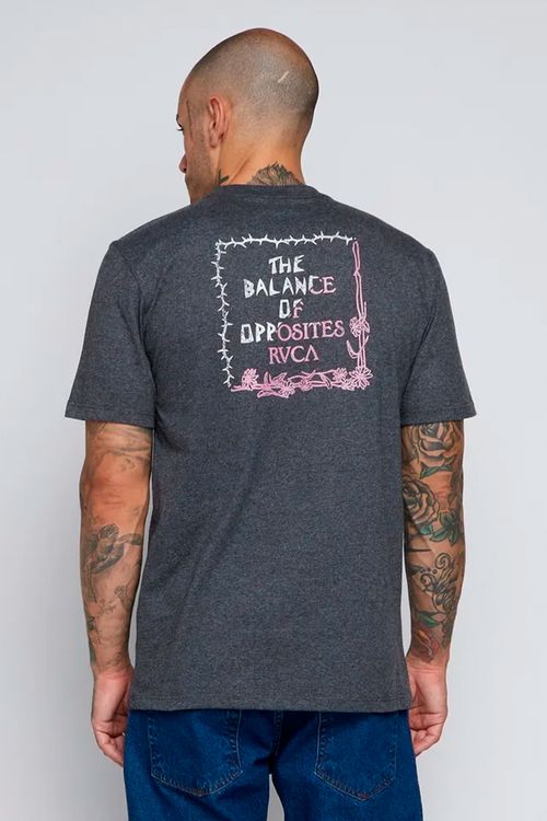 Camiseta Rvca M/C Sharp Slipt Cinza Escuro Mescla