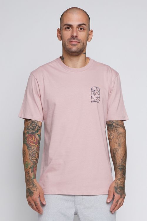 Camiseta Rvca M/C Sketch Palm Rosa Claro