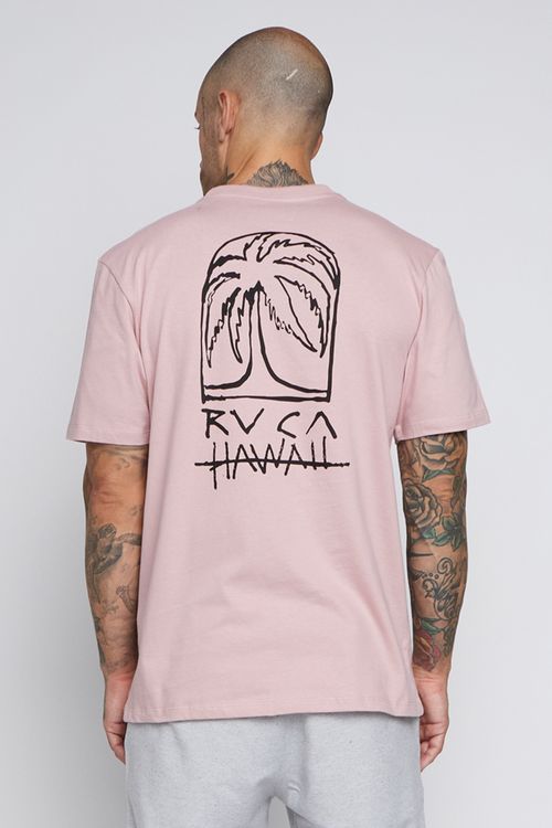 Camiseta Rvca M/C Sketch Palm Rosa Claro