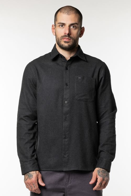 Camisa Rvca M/L That Ii Do Dobby Preto Mescla