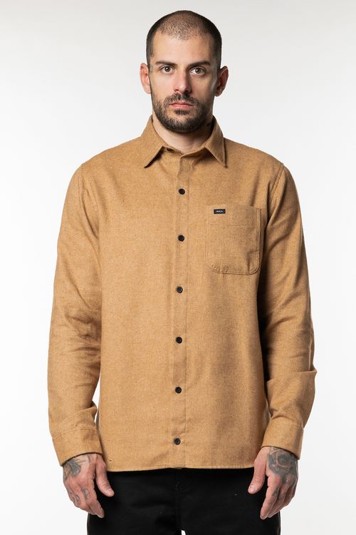 Camisa Rvca M/L Ptc Woven Caqui