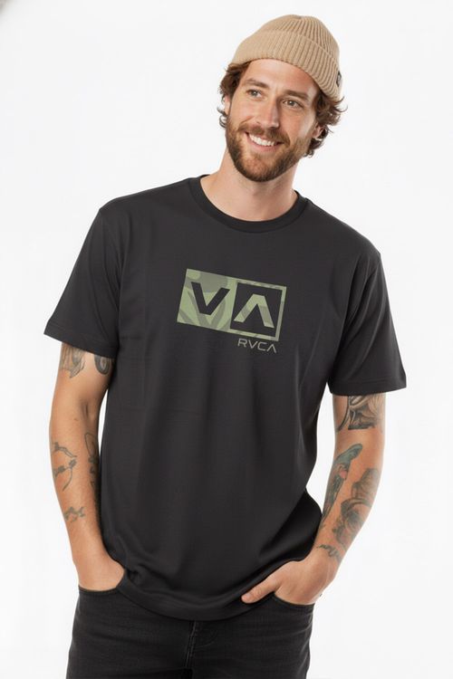Camiseta Rvca M/C Balance Box Iron Ps Cinza Escuro Mescla