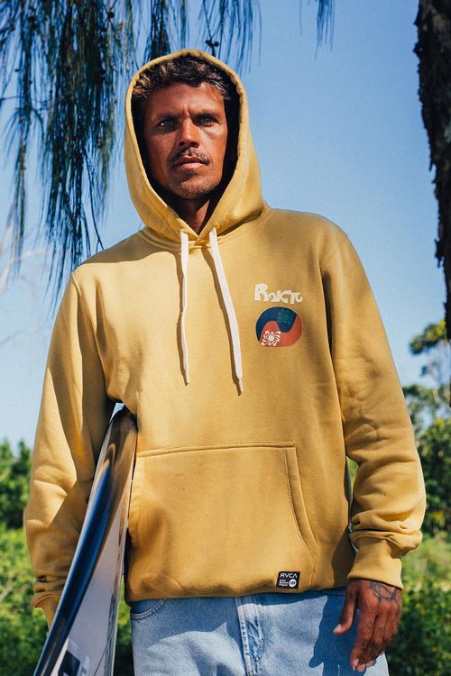 Moletom RVCA Fech La Wave Split 270G Mostarda