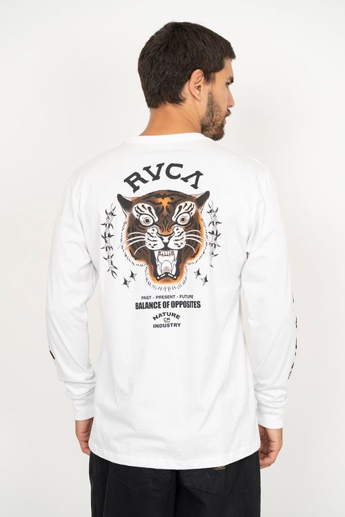 Camiseta RVCA M/L Tiger Trad Branco
