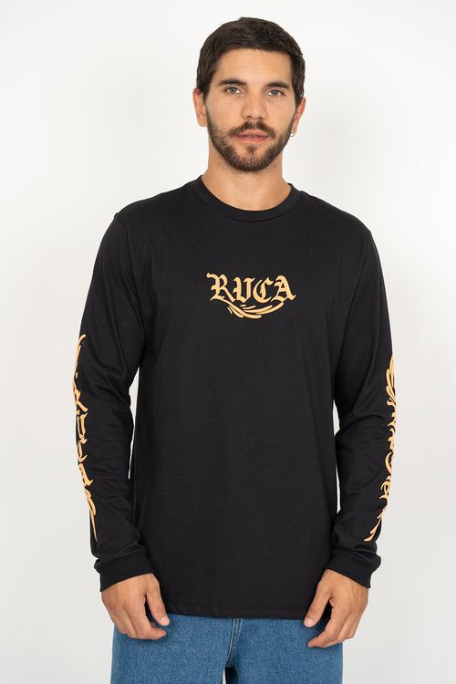 Camiseta Rvca M/l Retract Preto
