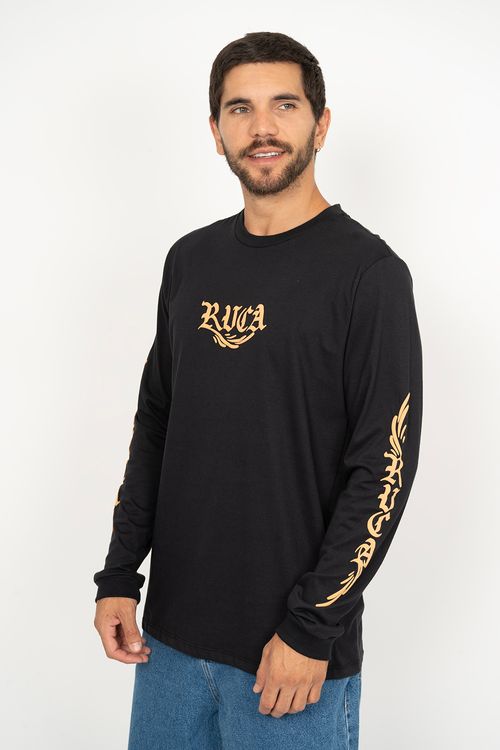 Camiseta Rvca M/l Retract Preto