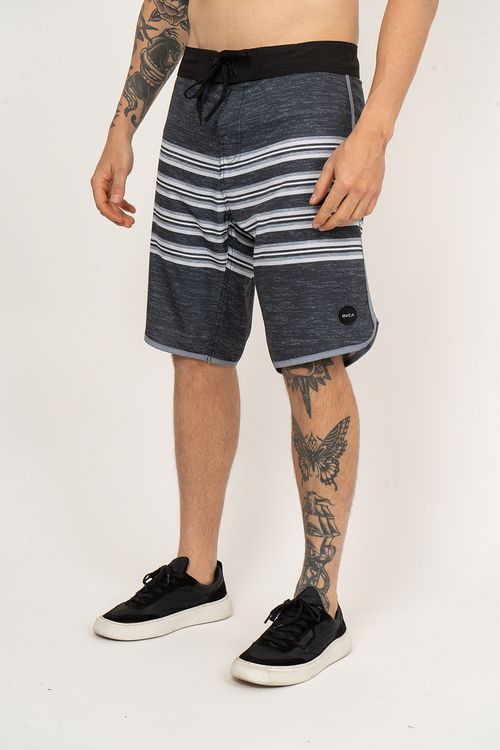 Boardshort RVCA Mid Stripes Preto