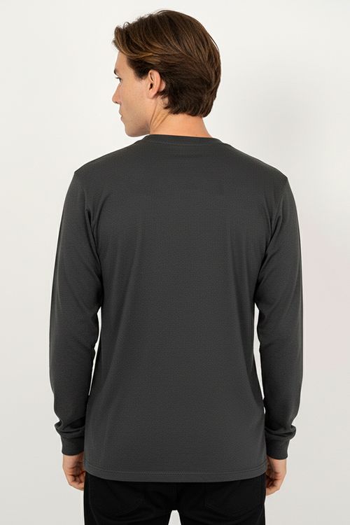 Camiseta Rvca M/L Big Ls Cinza Escuro Mescla